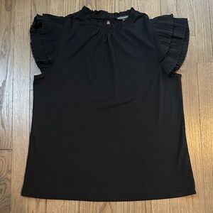 Adrianna Papell black flutter sleeve shirt